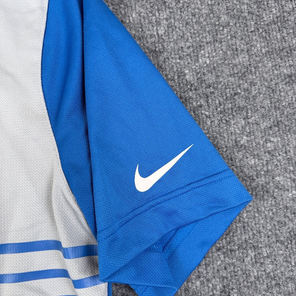 Nike Detroit Lions Polo Shirt Mens L Blue Gray Striped Dri Fit NFL Football - Picture 7 of 11